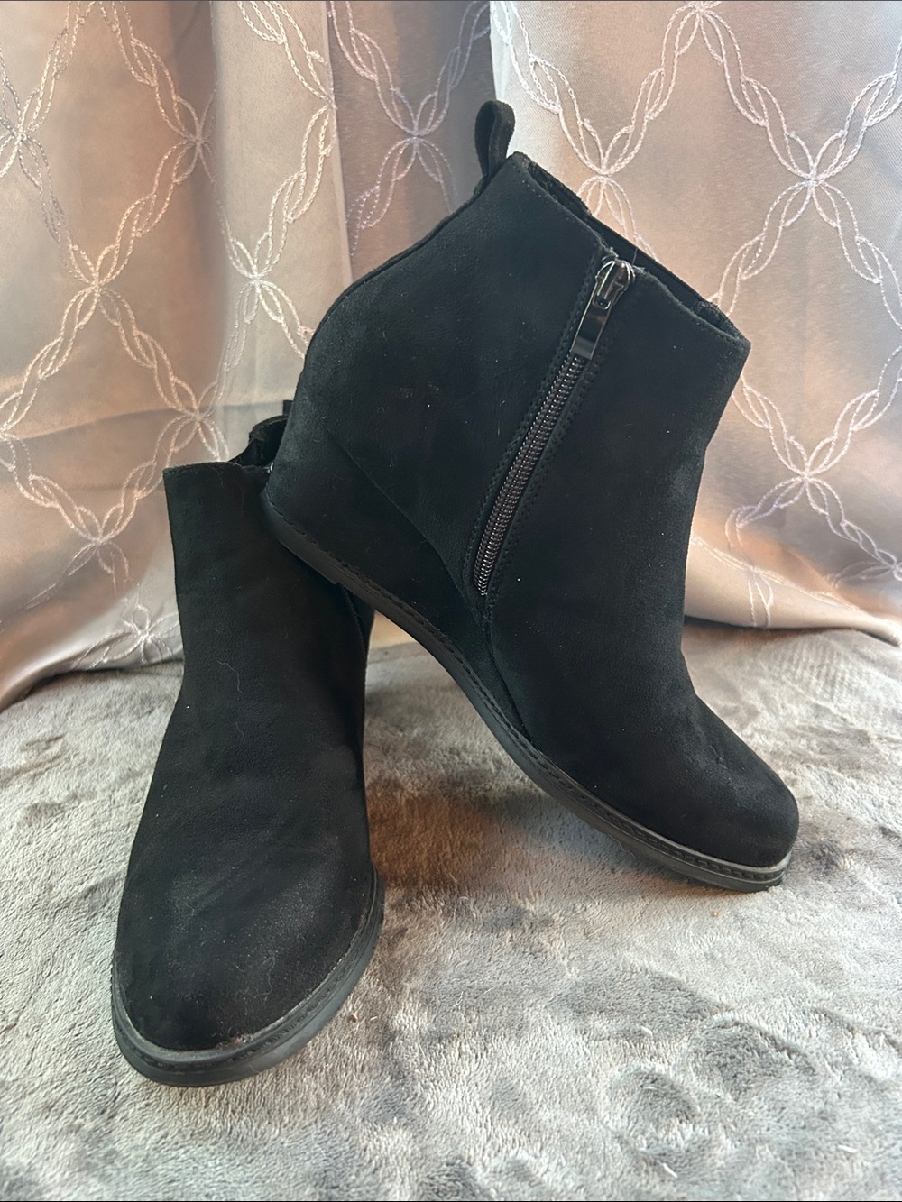 Marabella Women's Black Suede Ankle Boots with Side Zip